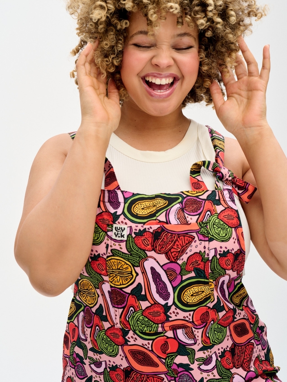 Lucy And Yak Fruit Multicolor Tie-Strap Jumpsuit Overalls